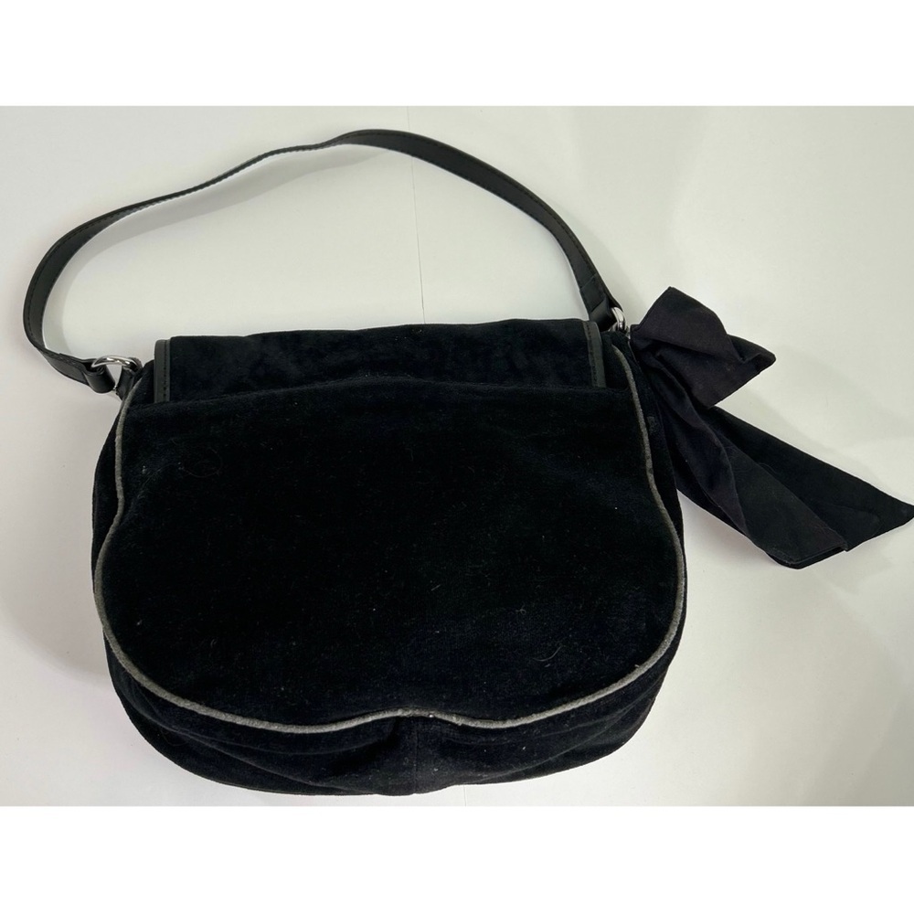 Juicy Couture Y2K Black Floral Velour Shoulder Purse - Picture 8 of 13